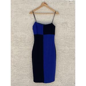 NWT - Betsy & Adam by Jaslene Black and Blue Sparkly Color Block Dress - 12